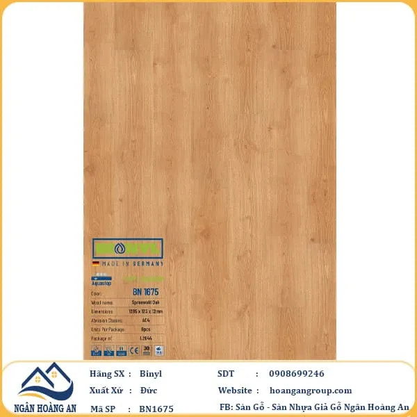 Sàn Gỗ Công Nghiệp Binyl BN1675 dày 12mm